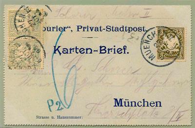 Bayern - Kartenbrief der "Courier", - Známky