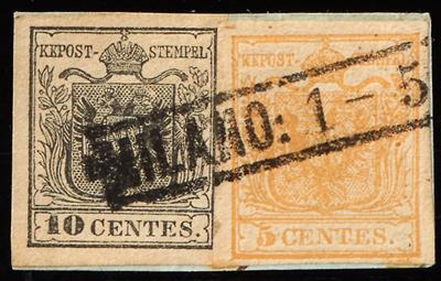 Österr. Lombardei 1850 Briefstück - 5 Cent. braunorange - Briefmarken