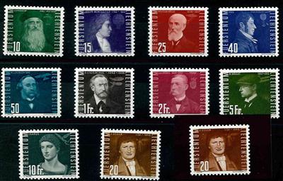 ** - Liechtenstein Nr. 257/66 mit Nr. 259 a und b (dunkelrötlichbraun), - Stamps