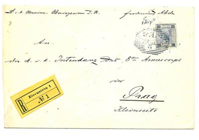 Poststück - Österr. Nr. 91 auf rekommandiertem Kuvert von Eisenstein 1 nach Prag, - Francobolli