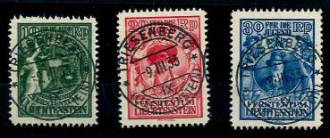 gestempelt - Liechtenstein Nr. 116/18 mit sitzenden gestempelt von Triesenberg, - Briefmarken