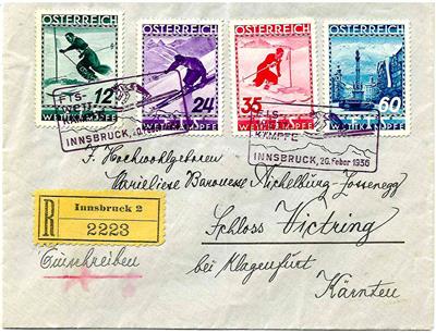 Österr. I. Rep. FIS II auf Satz - Reko - Kuvert ab Innsbruck 2, - Briefmarken