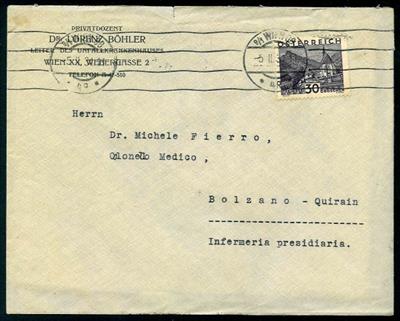 Poststück - Österr. I. Rep./Ostmark, 2AK und 1 Vordruckkuvert mit Inhalt von Dr. Lorenz Böhler - Stamps
