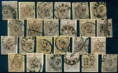 gestempelt - Lombardei 30 Centes. braun Ausgabe 1850, - Briefmarken