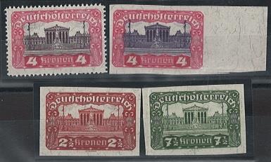 Republik Deutsch Österreich (*) - 1920 "Kärntner Abstimmung" 4 Probedrucke ohne Aufdruck, - Stamps