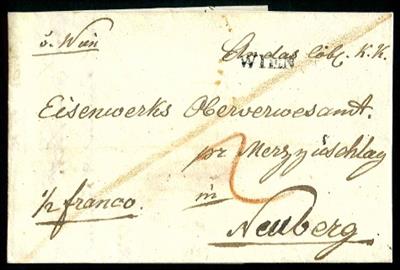 Ö Vorphila 1829 Halb-Taxe-Brief von Wien nach Neuberg, - Briefmarken