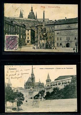 Österreich 1907/08 Madeira: 4 Ansichtskarten aus Budapest - Prag und Pilsen mit Ankunftsstempeln, - Stamps