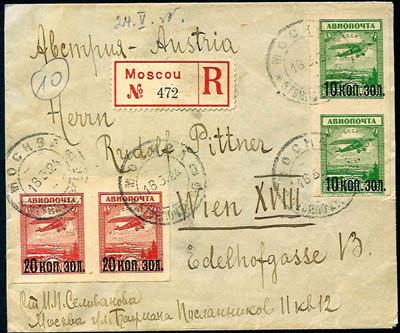 Poststück - 3 Flugpostbelege Sowjetunion aus 1924/1927 nach Wien bzw. Berlin, - Známky