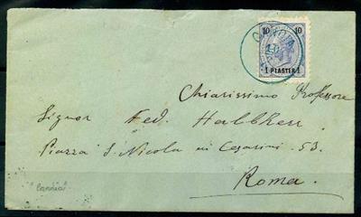 Österr. Post in  d. Levante - Nr. 23 auf Kuvert Candia (Blaustempel) nach Rom, - Briefmarken