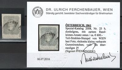 gestempelt - Österr. Nr. 23b dunkelgrau - Briefmarken