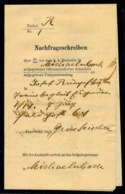 Österr. Feldpost - Nachfrageschreiben bezügl. eines verlorenen FELDPOSTPAKETS - Briefmarken