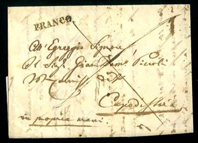 Ö Vorphila 1846 "FRANCO" Einzeiler alleine auf Brief nach Capodistria, - Briefmarken
