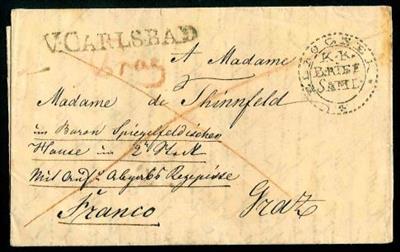 Ö Vorphila 1829 "ELBOGEN/K. K./BRIEF/ SAML."Zier-Doppelkreisstempel - Briefmarken