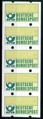 ** - BRD - ATM Ausgabe 1981 OHNE wertzeicheneindruck im senkr. Fünferstreifen, - Briefmarken und Ansichtskarten