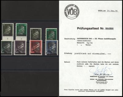 ** - Österr. 1945 - Gitter Markwerte sign. mit Prüfungsattest Sturzeis sowie die 30 und 42 Pfg. doppelt, - Briefmarken und Ansichtskarten