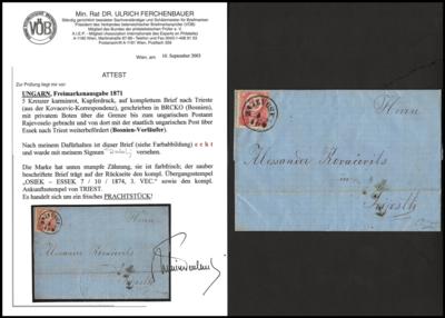 Poststück - Bosnien - VORLÄUFER - Ungarn 5 Kr. Kupferdruck Ausg.1871 auf kompl. Faltbrief aus 1874, - Briefmarken und Ansichtskarten