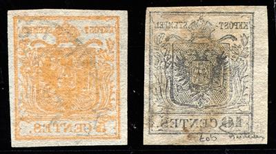 gestempelt - Lombardei-Venetien Nr. 1 dunkelorange und Nr. 2 H Ib tiefschwarz, - Stamps