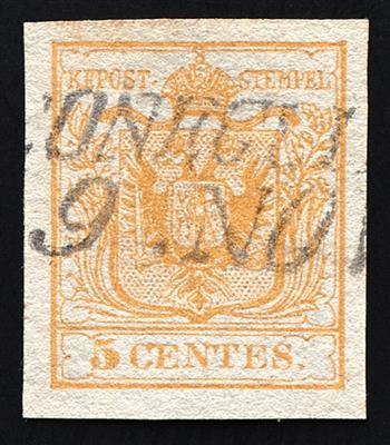 gestempelt - Lombardei-Venetien Nr. 1 gelb (Erstdruck), - Stamps