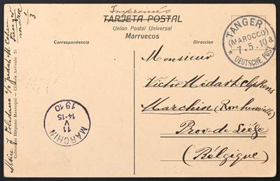 Poststück - D. Post in Marokko 1906/ 1910: 4 interessante Belege mit versch. Stempeltypen von TANGER, - Francobolli
