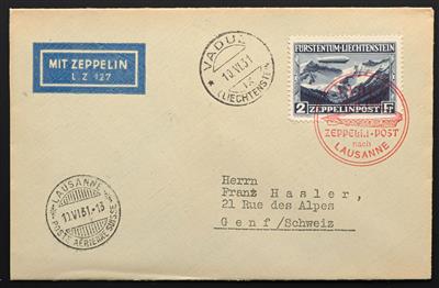 Poststück - Liechtenstein Zepp. Flug Nr. 114/15 auf Belegen nach Genf, - Briefmarken