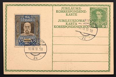 Poststück - Österr. 1910 komplett auf 8 mehrsprachigen Jubiläumskarten, - Briefmarken