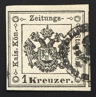 .Briefstück - Lombardei-Venetien Zeitungsstempelmarken Nr. 1 (1 Kreuzer schwarz, - Briefmarken