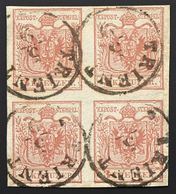 .Briefstück - Österr. Nr. 3 M III a im VIERERBLOCK mit Stempeln TRIENT, - Briefmarken