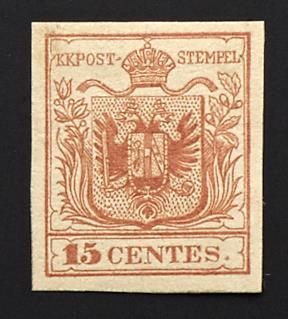 * - Lombardei-Venetien Fälschungen zum Schaden der Post Veroneser Postfälschungen Nr. 3 PFä (15 Centesimi), - Briefmarken