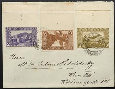 Poststück - Bosnien Ausg. 1906 ungez. div. Werte auf 8 Einschreibebriefen, - Stamps