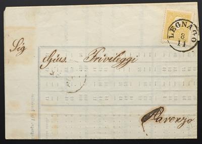Poststück - Lombardei-Venetien Nr. 6 II auf kpl. Drucksache mit Stempel LEGNAGO 8/11 nach Parenzo aus 1863, - Stamps