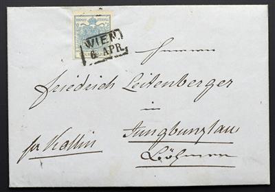 Poststück - Österr. 1851 - Nr. 5 H I mit schönem Plattenfehler "kl. Fleck oben im Wappen und rechts oben im Blatt", - Známky