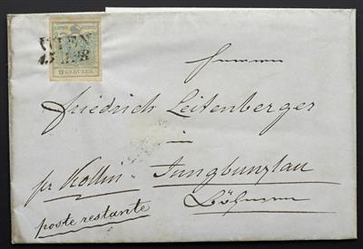 Poststück - Österr. 1851 - Nr. 5 H I mit schönem Plattenfehler "weißer Fleck in der Krone" (Spez. Kat. Nr. 49), - Briefmarken
