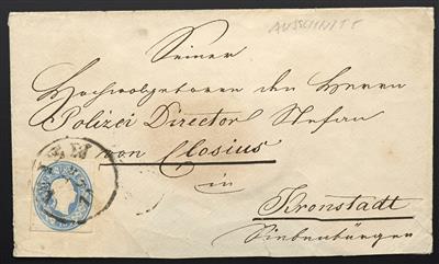 Poststück - Österr. Ausgabe 1861 Wertstempelausschnitt - Francobolli