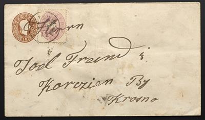 Poststück - Österr. Ganzsachen - Umschlag zu 10 Kreuzer 1861 mit Zusatzfrankatur der Nr. 26, - Francobolli