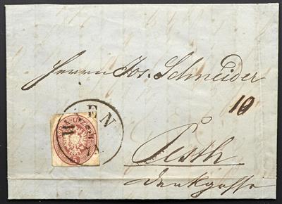 Poststück - Österreich Ganzsachenausschnitte 1863 als Freimarken verwendet Ganzsachenausschnitt 5 Kreuzer rot, - Francobolli