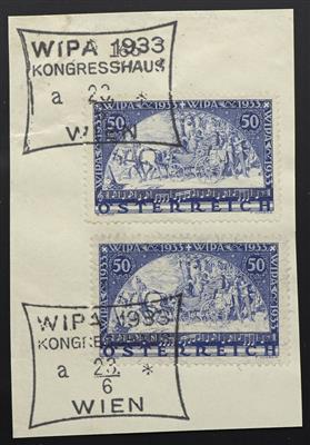 Ú - Österr. WIPA glatt und WIPA Faser auf Briefstück mit Sonderstempel KONGRESSHAUS vom 23.6.1933 (= Ersttag), - Stamps