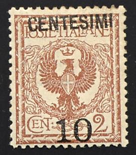 */gestempelt - Italien Nr. 168 * mit seltener Aufdruckabart "Centesimi" oben, - Briefmarken