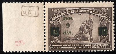 ** - Jugoslawien Nr. 166 F (9 Din. auf 15 Pa.) linkes Randstück, - Briefmarken