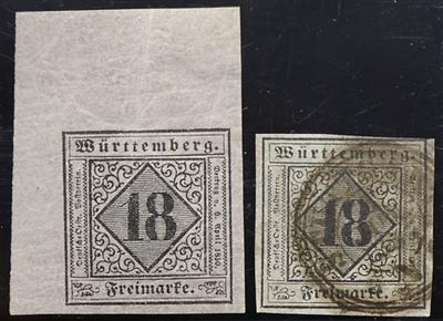 gestempelt/Briefstück/Poststück - Sammlung Württemberg 1851/1869, - Známky