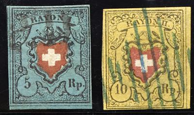 gestempelt - Schweiz Nr. 7 II und 8 II, - Stamps