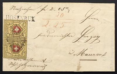 Poststück - Schweiz Nr. 8 II im waagrechten PAAR (unten tangiert) auf Brief mit Stempel HOSENRUK nach Mauren, - Briefmarken