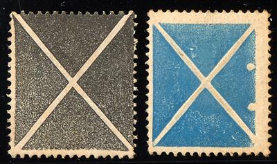 (*)/* - Österr. 1858 - gr. Andreaskreuze gelb/braun und blau als kl. Kreuz, - Briefmarken