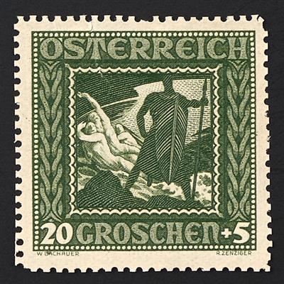 (*) - Österr. Michel Nr. 491 P (Nibelungen 20 Groschen) in Farbprobe Schwärzlichgraugrün, - Známky
