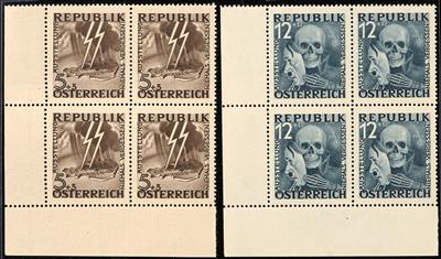** - Österr. Nr. VI/VII (Blitz/Totenkopf) EckrandVIERERBLOCK, - Briefmarken