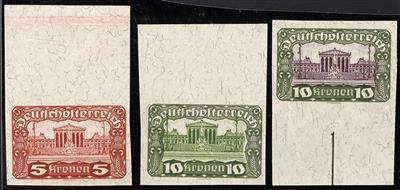 (*) - Österr. Parlament 1919 - Partie Vorlagestücke der sogen. "Regenbogenserie", - Briefmarken
