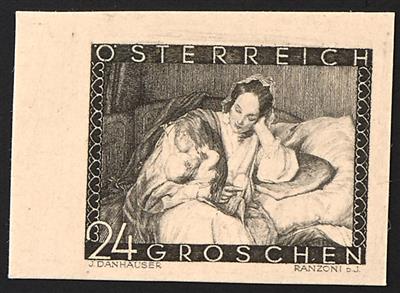 (*) - Österreich Nr. 597 P U I (Muttertag 1935) ungezähnt in Schwarz auf Kartonpapier, - Briefmarken