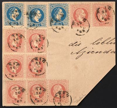 Briefstück - Österreich Nr. 37 I (9) + 38 I (3) auf größerem Briefstück, - Francobolli