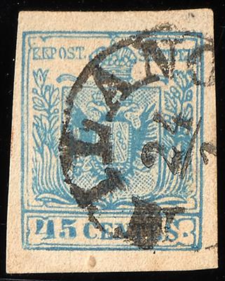 gestempelt - Lombardei-Venetien Mailänder Postfälschung der Nr. 5 (45 Cent. hellblau), - Francobolli