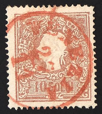 gestempelt - Lombardei-Venetien Nr. 10 II, mit inschriftkomplettem Abschlag "VENEZIA 27/11" in ROT - Stamps
