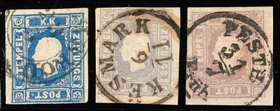 gestempelt - Österr. 16 und 17 (2 Stück in unterschiedlichen Farbnuancen), - Briefmarken
